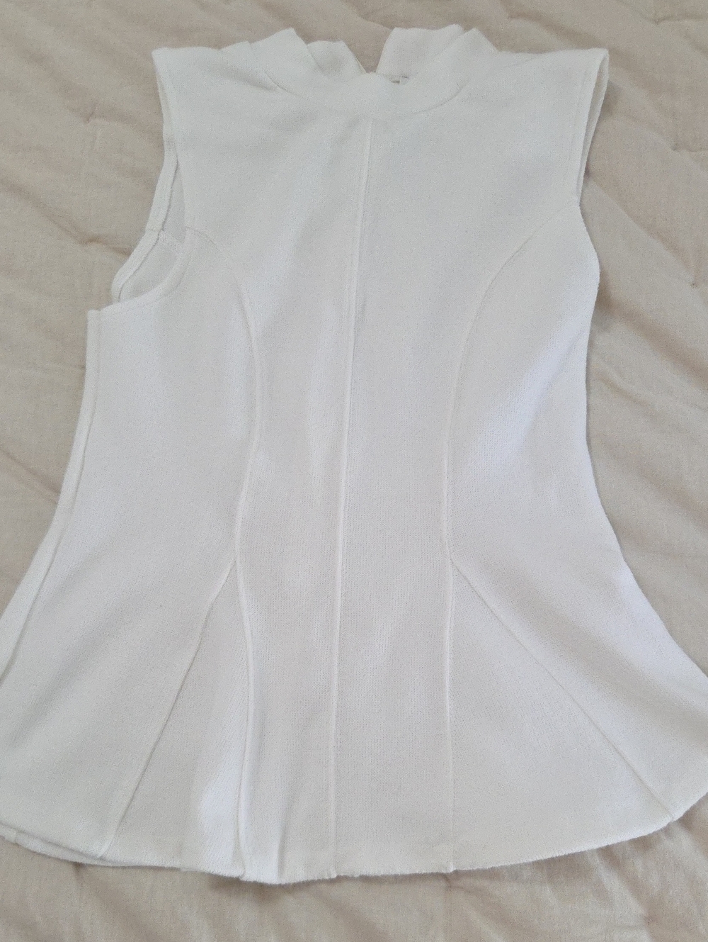 Zara White Sleeveless Peplum-Style Tank Top